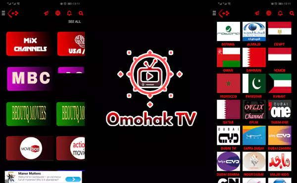 countries offered in Omohak tv mod apk