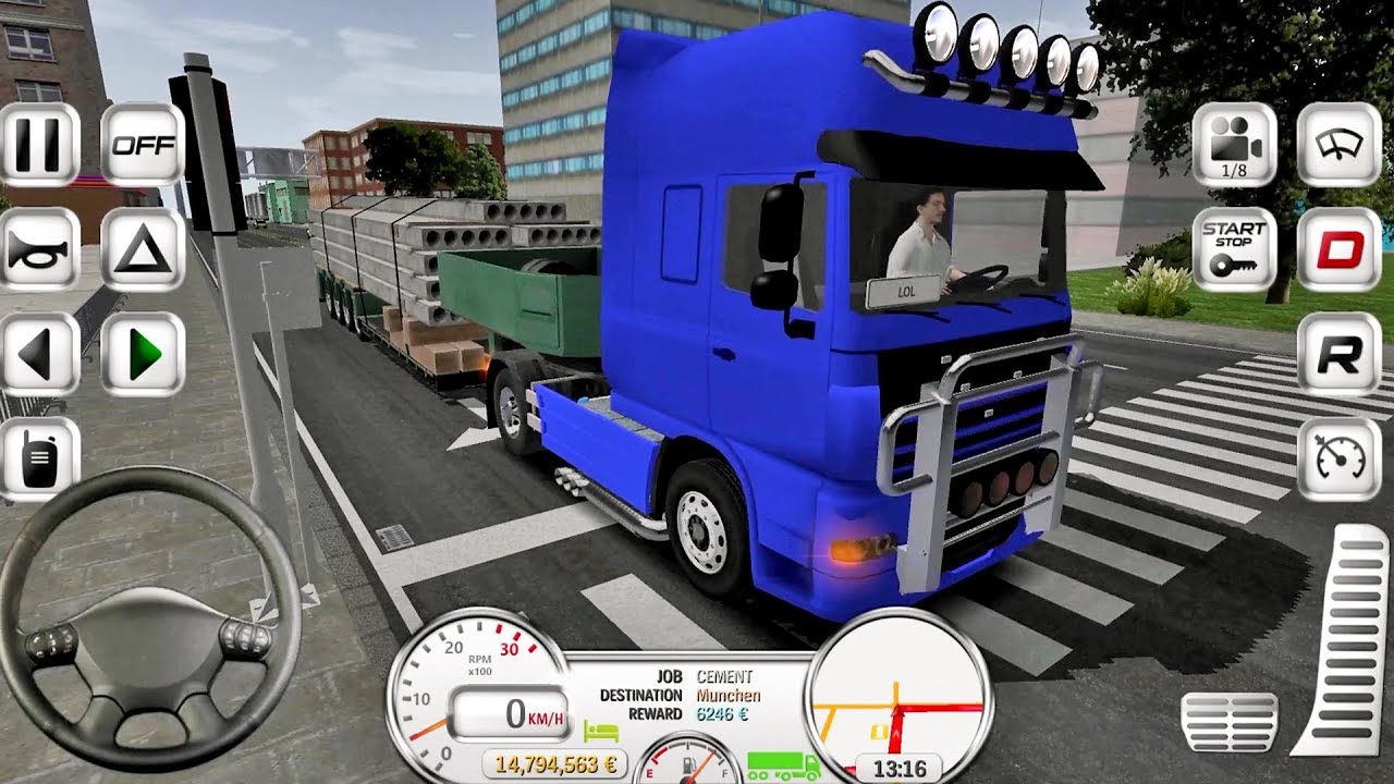 blue truck on mission in euro truck evolution mod apk