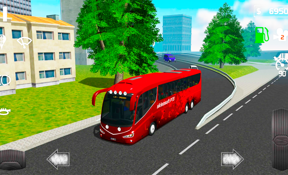 Red bus in Public Transport Simulator Coach Mod APK