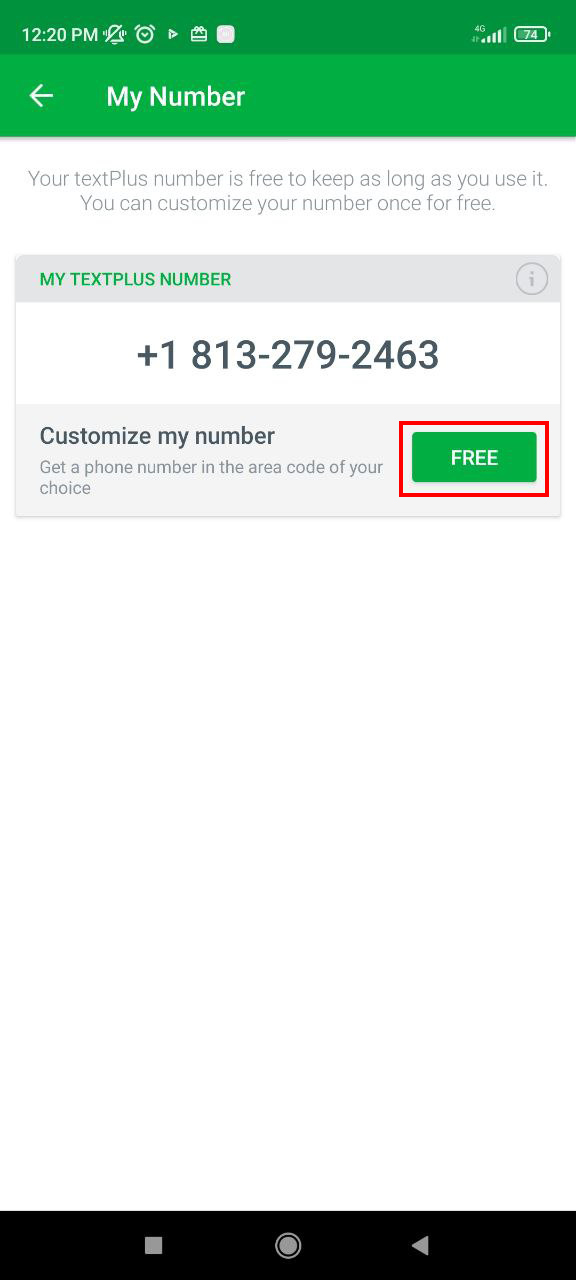 select phone number in Text Plus
