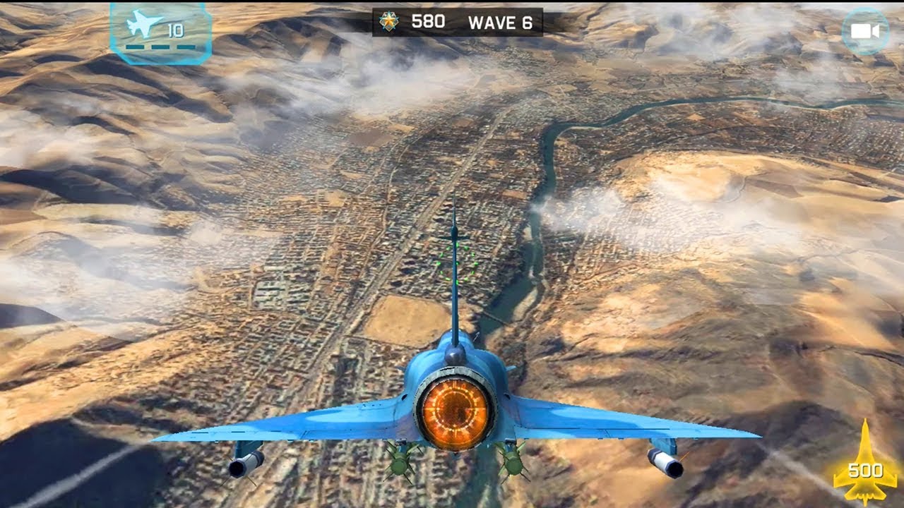 jet diving down in Ace Fighter mod apk