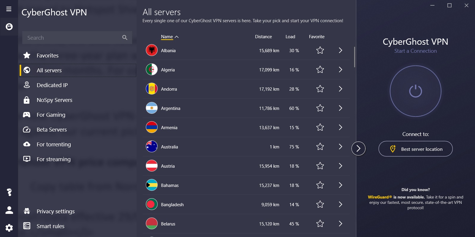 Access all servers worldwide