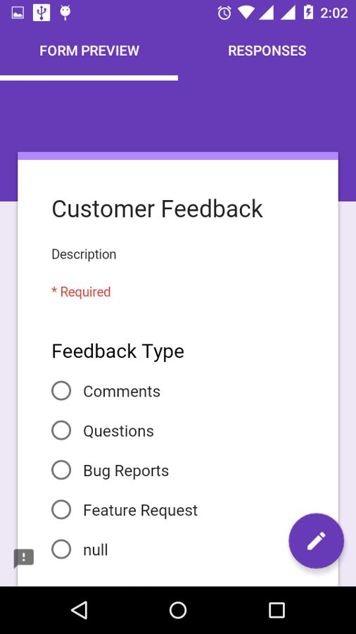 editing options in google forms apk