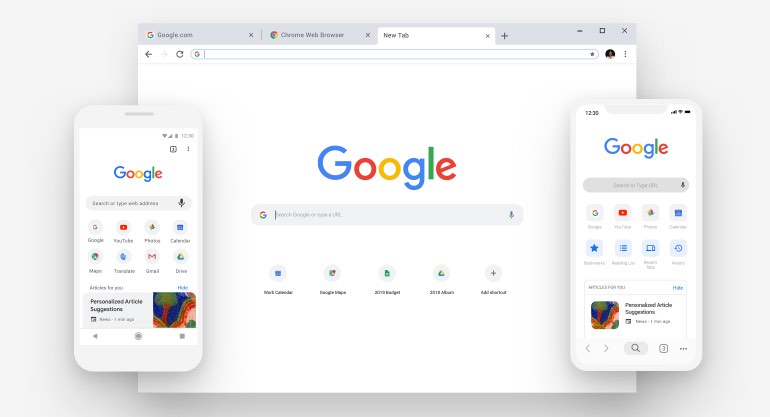 homepage of chrome browser