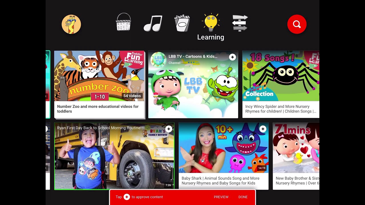 YouTube Kids APK user interface